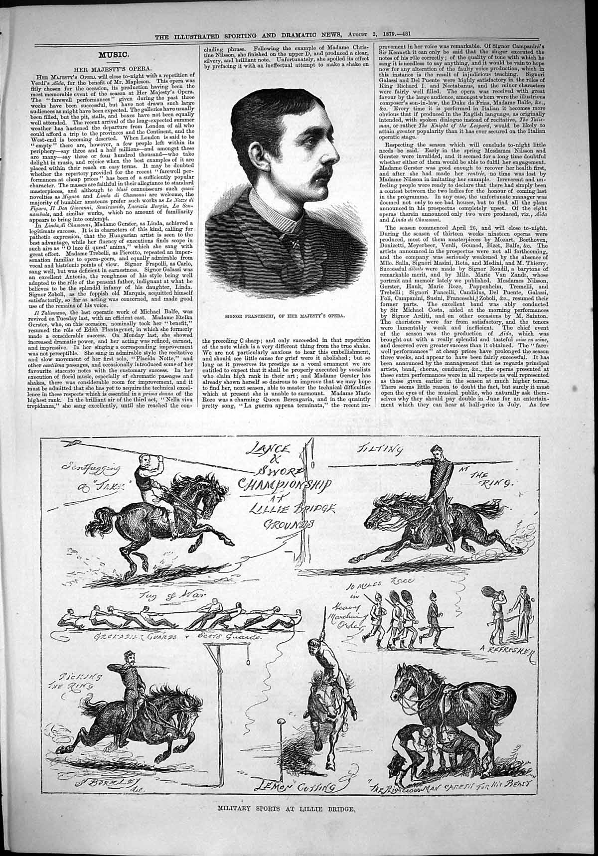 Old 1879 Signor Franceschi Majesty'S Opera Military Sport Lillie Brid Victorian