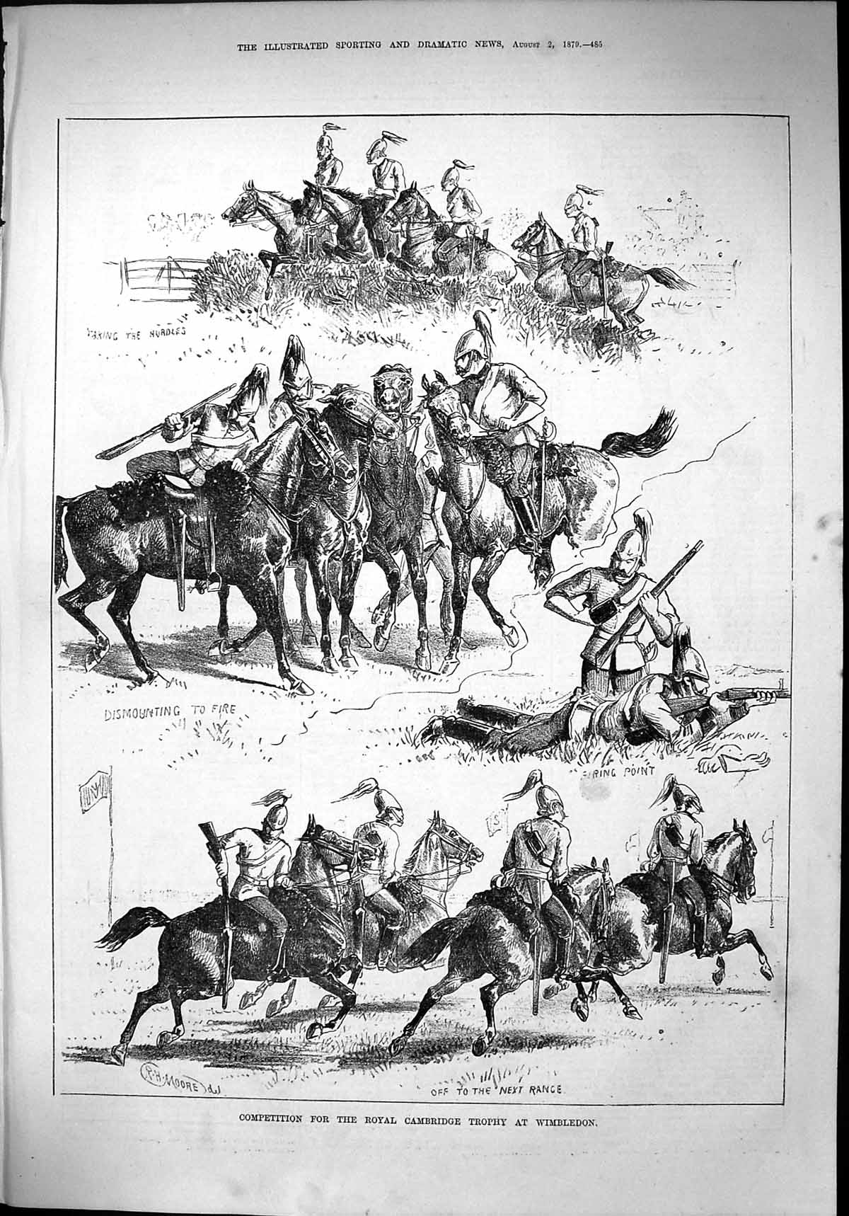 Old 1879 Horses Royal Cambridge Trophy Wimbledon Rifle Shooting Sport Victorian