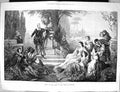 Original Old Antique Print Damaged 1879 Tasso Court Duke Ferrara Fine Art 19th