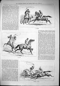 Original Old Antique Print 1879 Sporting Match Australia Horses Charge 19th