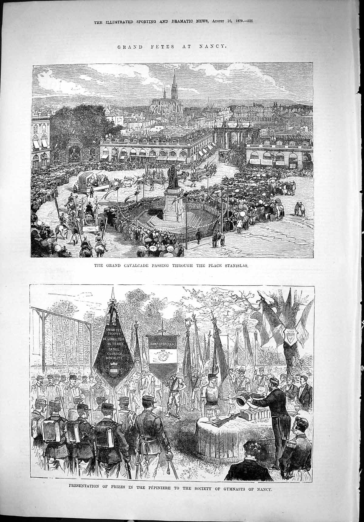 Old 1879 Grand Fetes Nancy Cavalcade Place Stanislas Pepiniere Gymnas Victorian