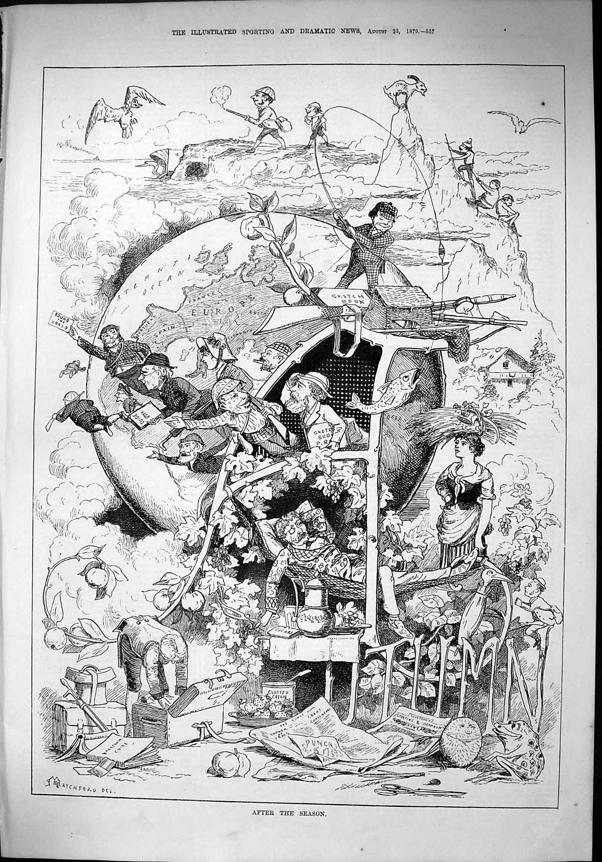 Antique Old Print 1879 Sketches After Season Theatre Clotted Cream Blatchford