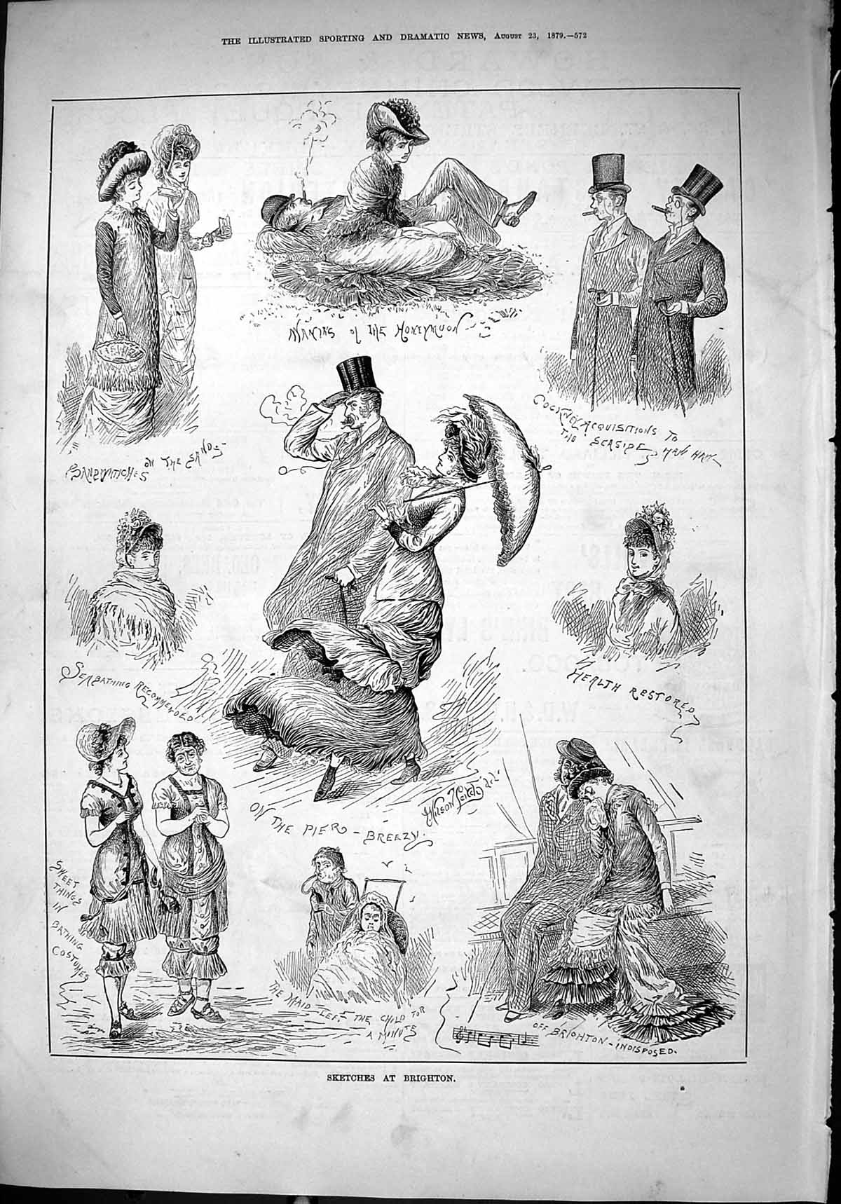 Old 1879 Brighton Romance Pier Bathing Costumes Picnic Sandwiches San Victorian