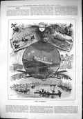 Original Old Antique Print 1879 Fetes Cherbourg Ships River Boats France 19th