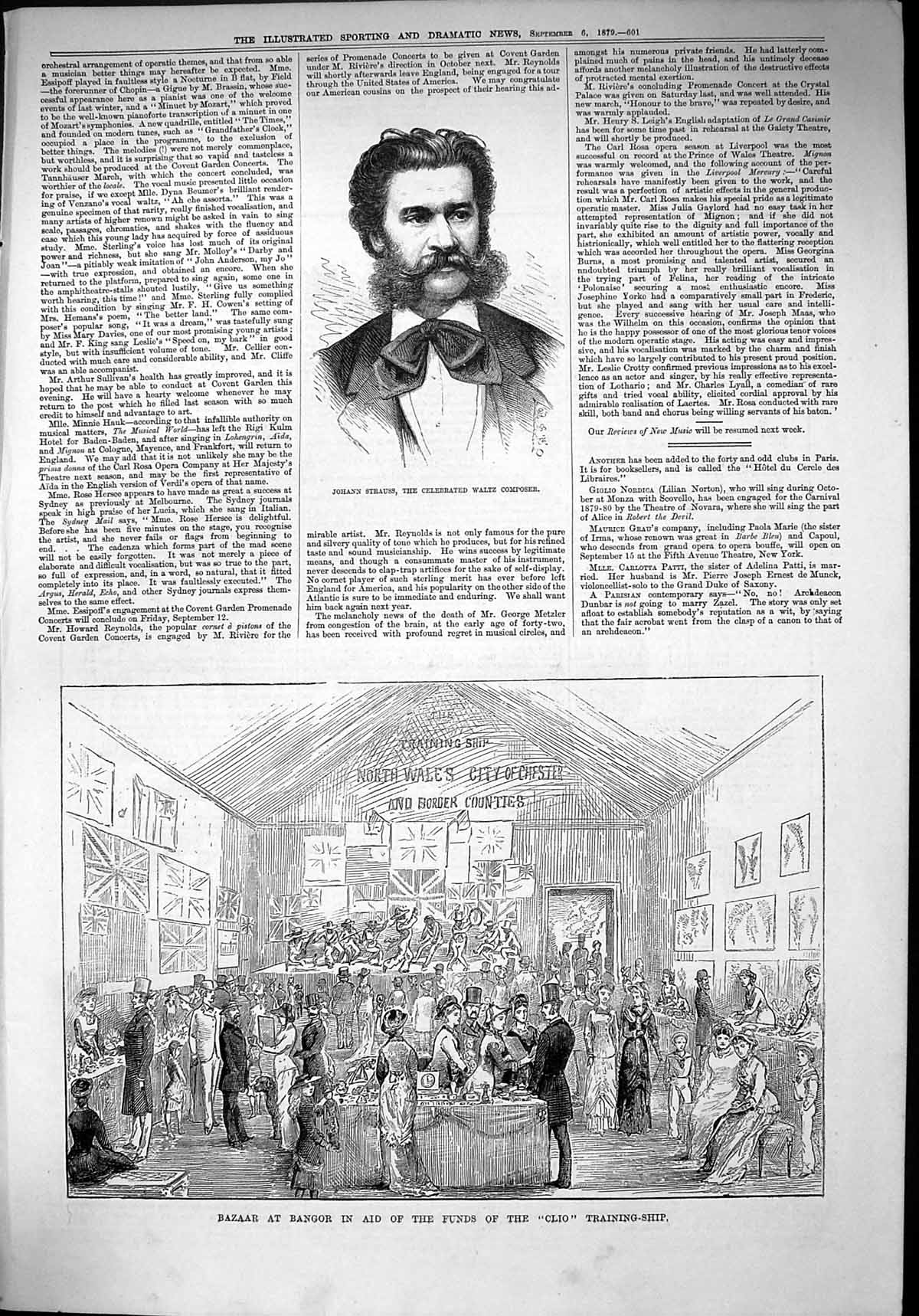 Old 1879 Johann Strauss Waltz Composer Bazaar Bangor Aid Clio Trainin Victorian