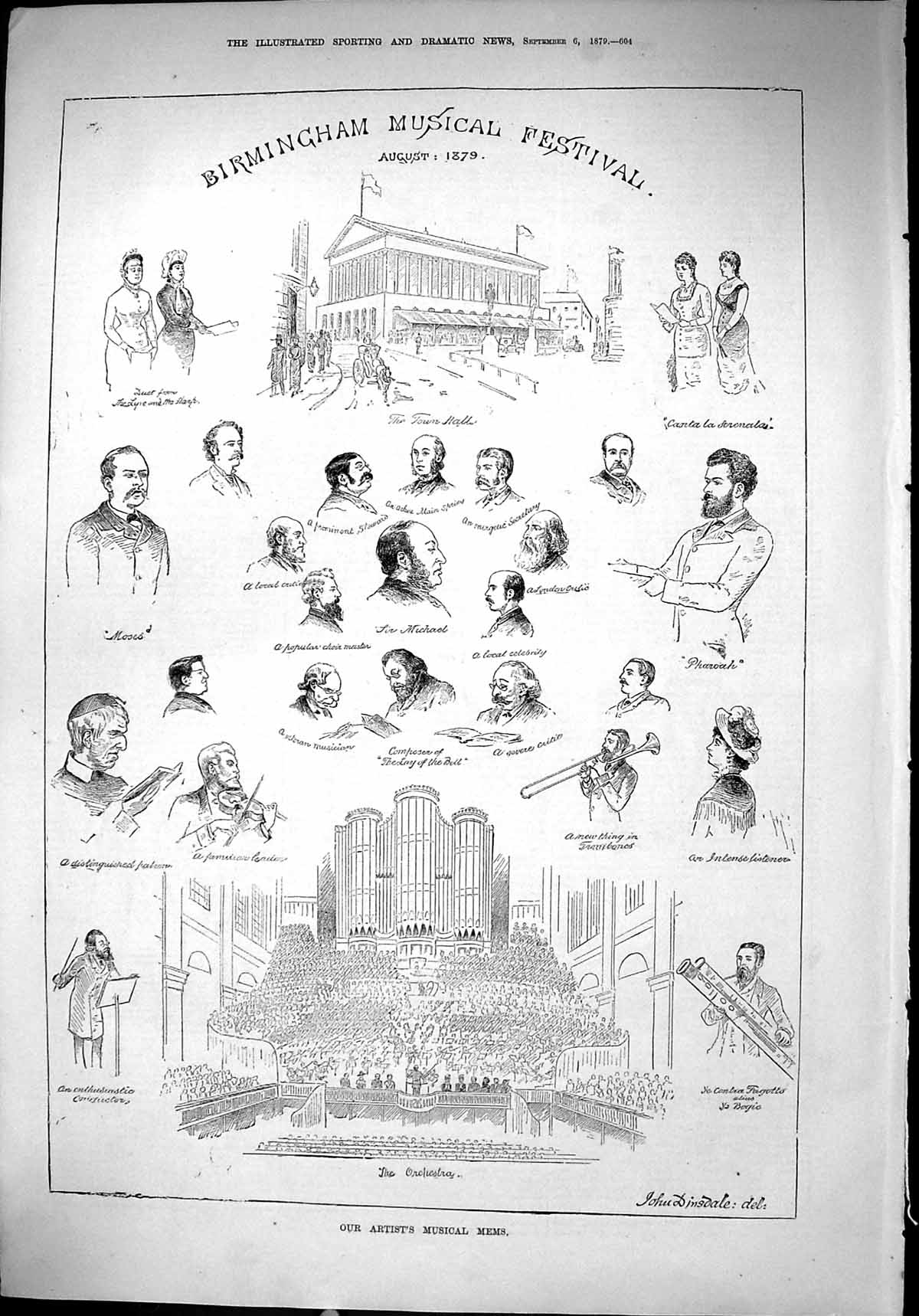 Old 1879 Birmingham Musical Festival Orchestra Michael Moses John Din Victorian