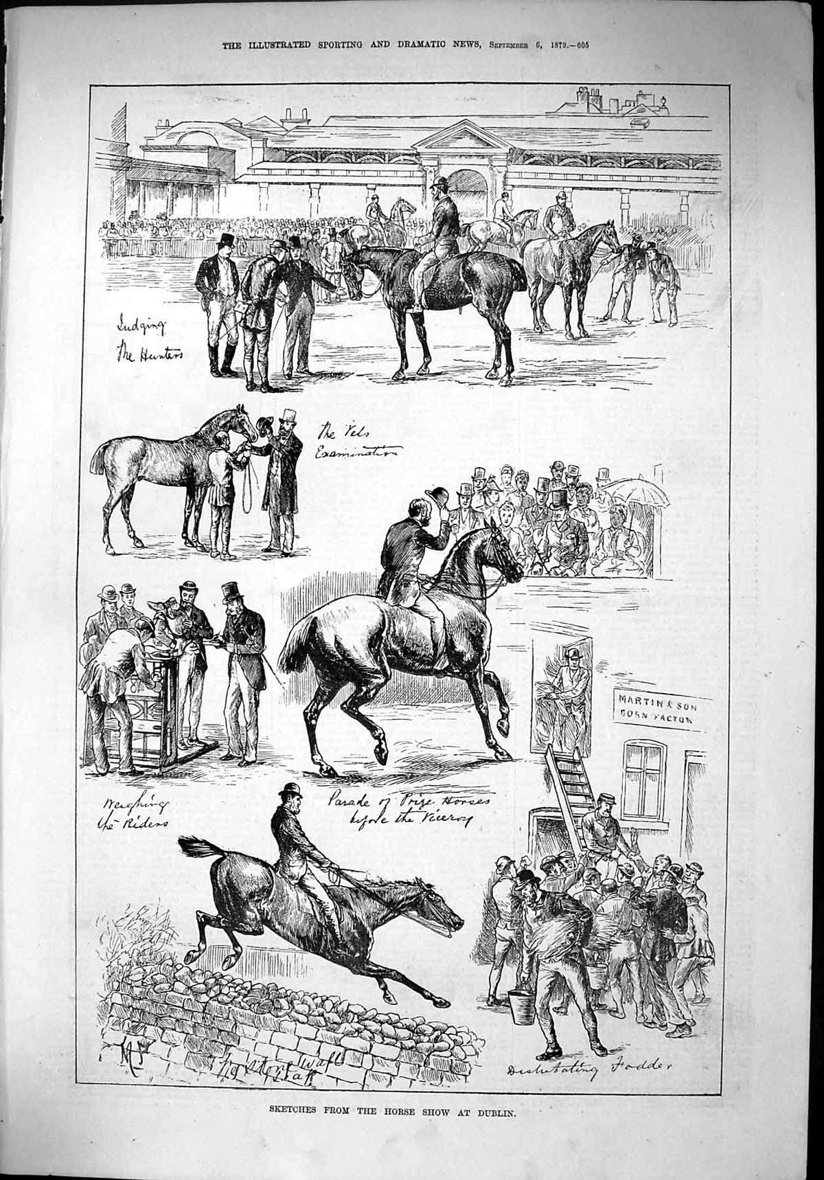 Old Antique Print 1879 Sketches Horse Show Dublin Ireland Hunters Parade 19th