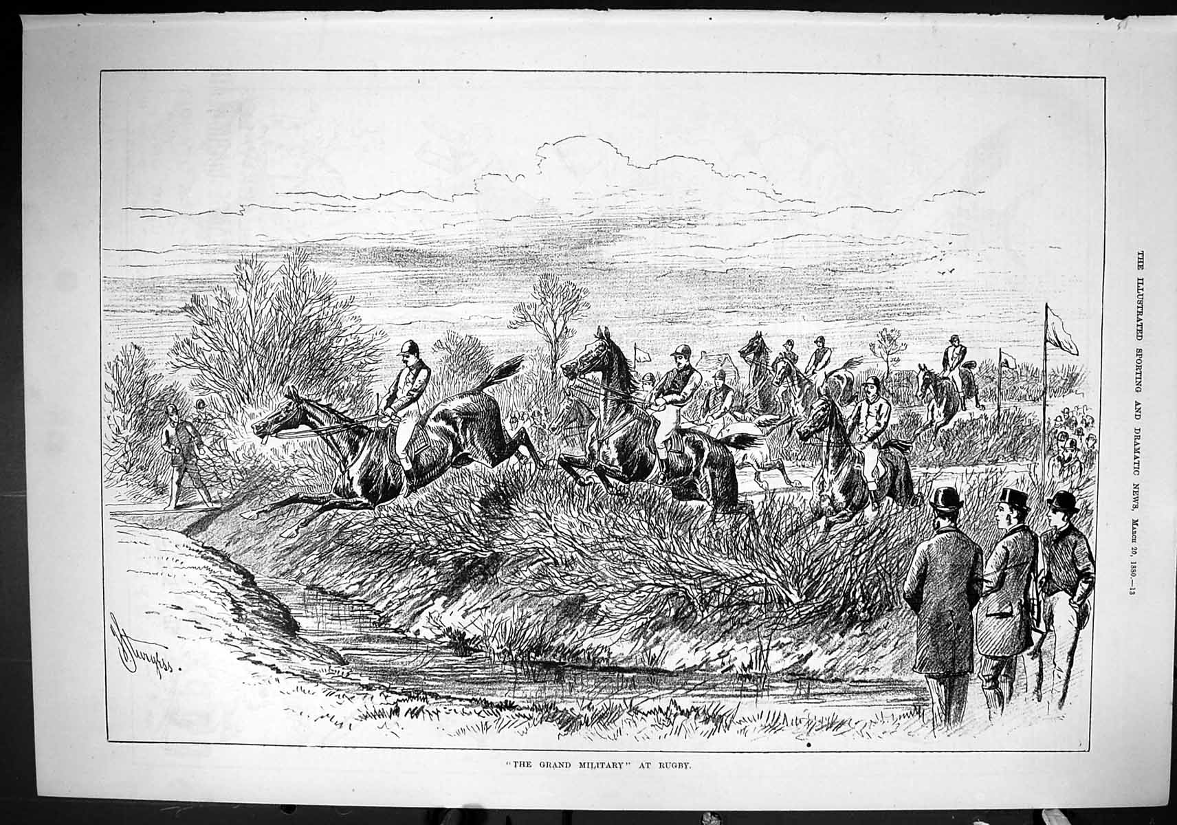 Old Sporting Dramatic News 1880 Grand Military Rugby Horse Jumping Ra Victorian