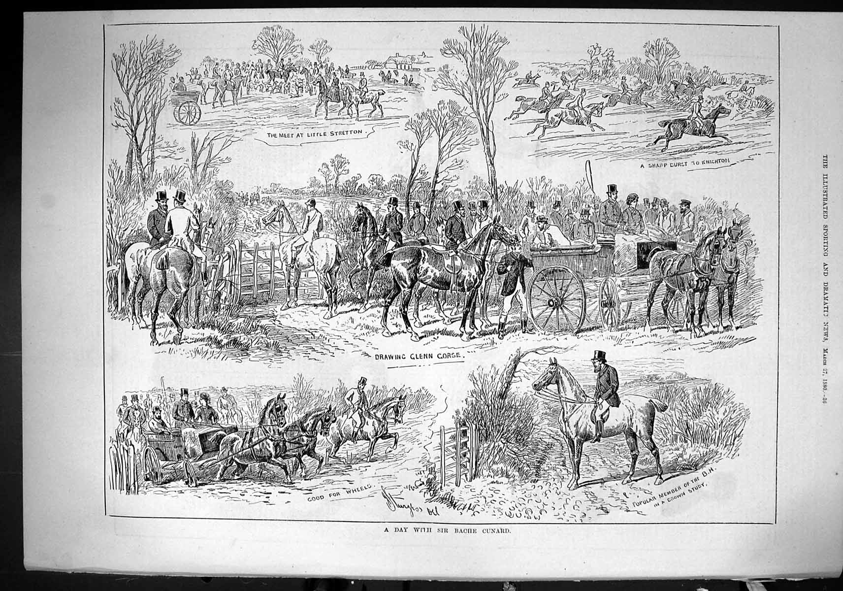 Old Sporting Dramatic News 1880 Hunting Bache Cunard Stretton Glenn G Victorian