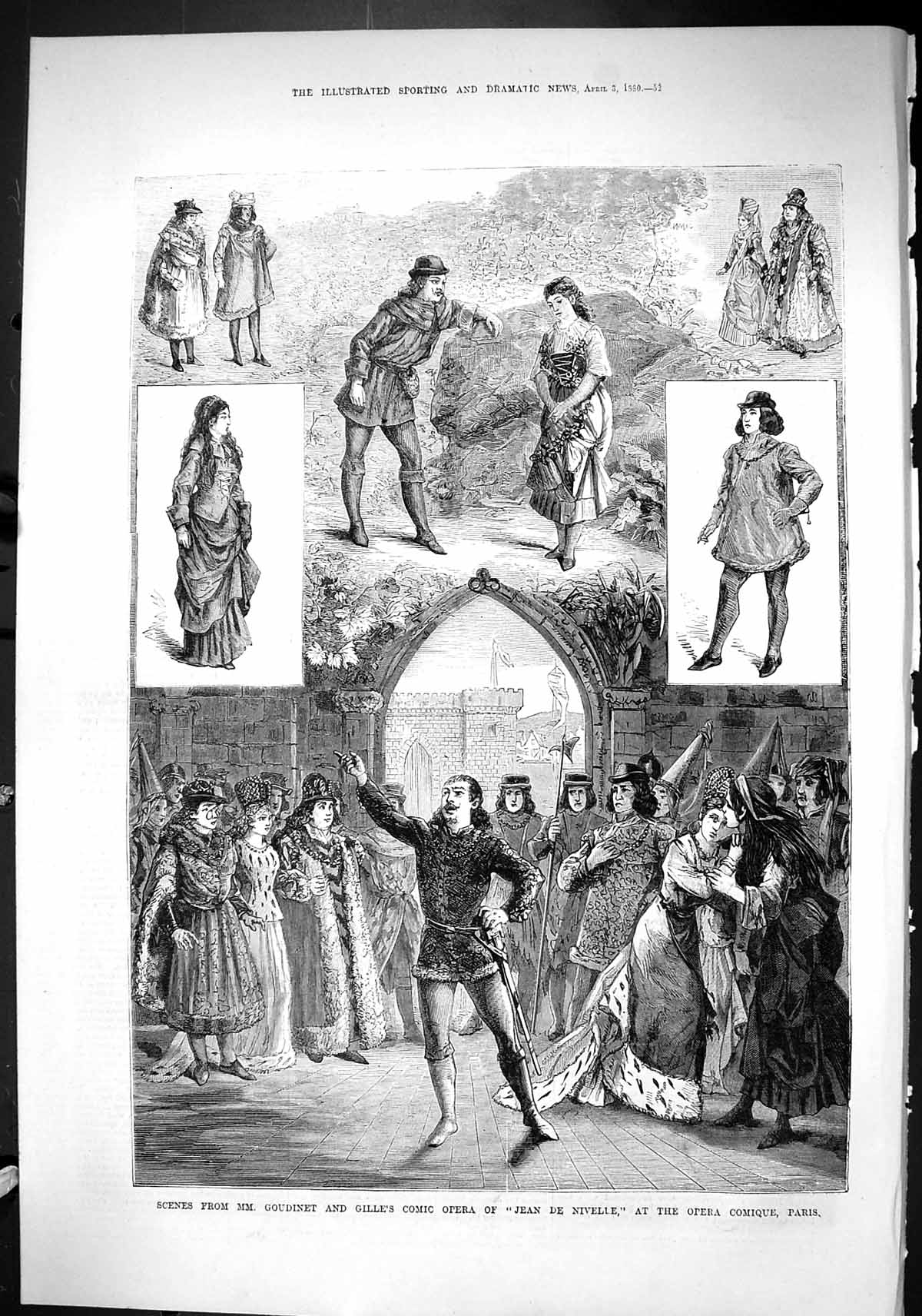 Old 1880 Scenes Goudinet Gille Comic Opera Jean Nivelle Comique Paris Victorian