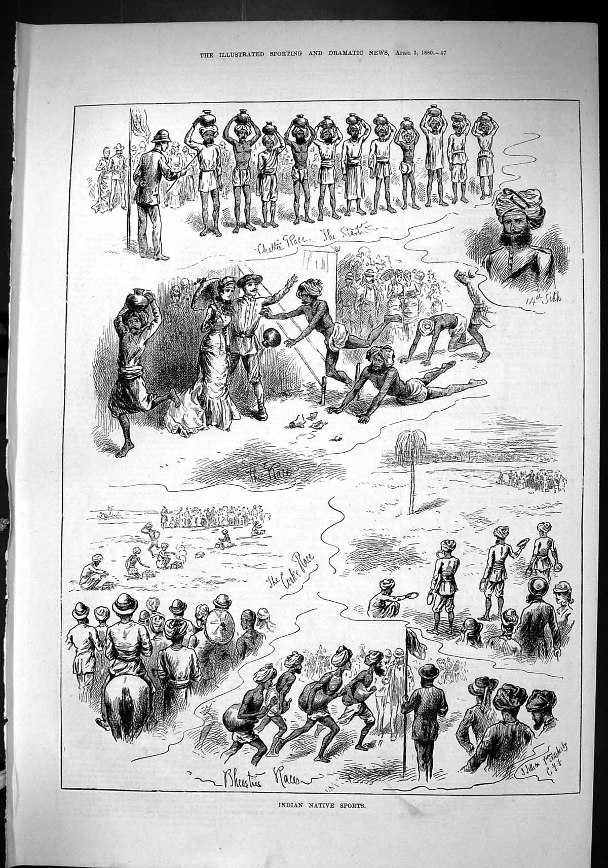 Old Sporting Dramatic News 1880 Indian Native Sport Bheasties Race Ch Victorian