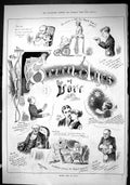 Old Print Sporting Dramatic News 1880 Seven Ages Love Romance Men Ladies 19th