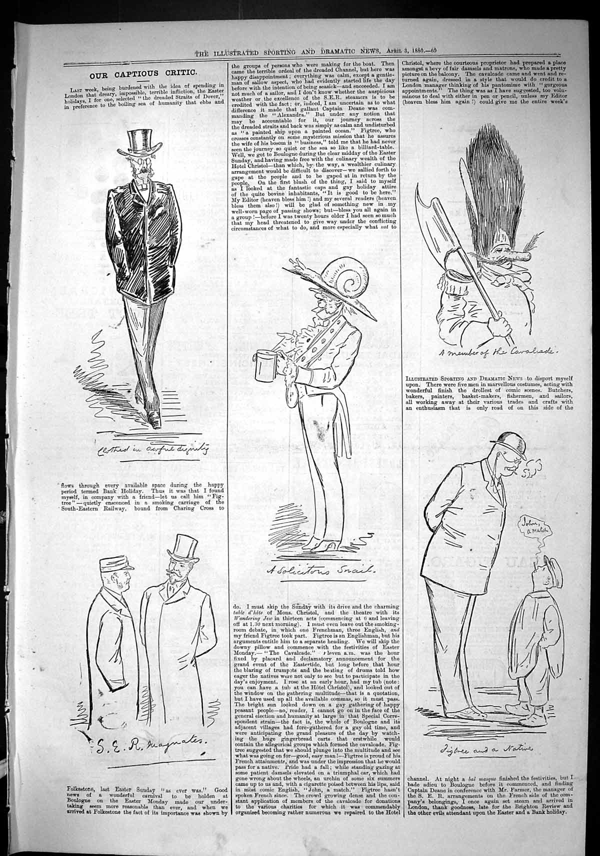Old Sporting Dramatic News 1880 Captious Critic Theatre Sketches Soli Victorian