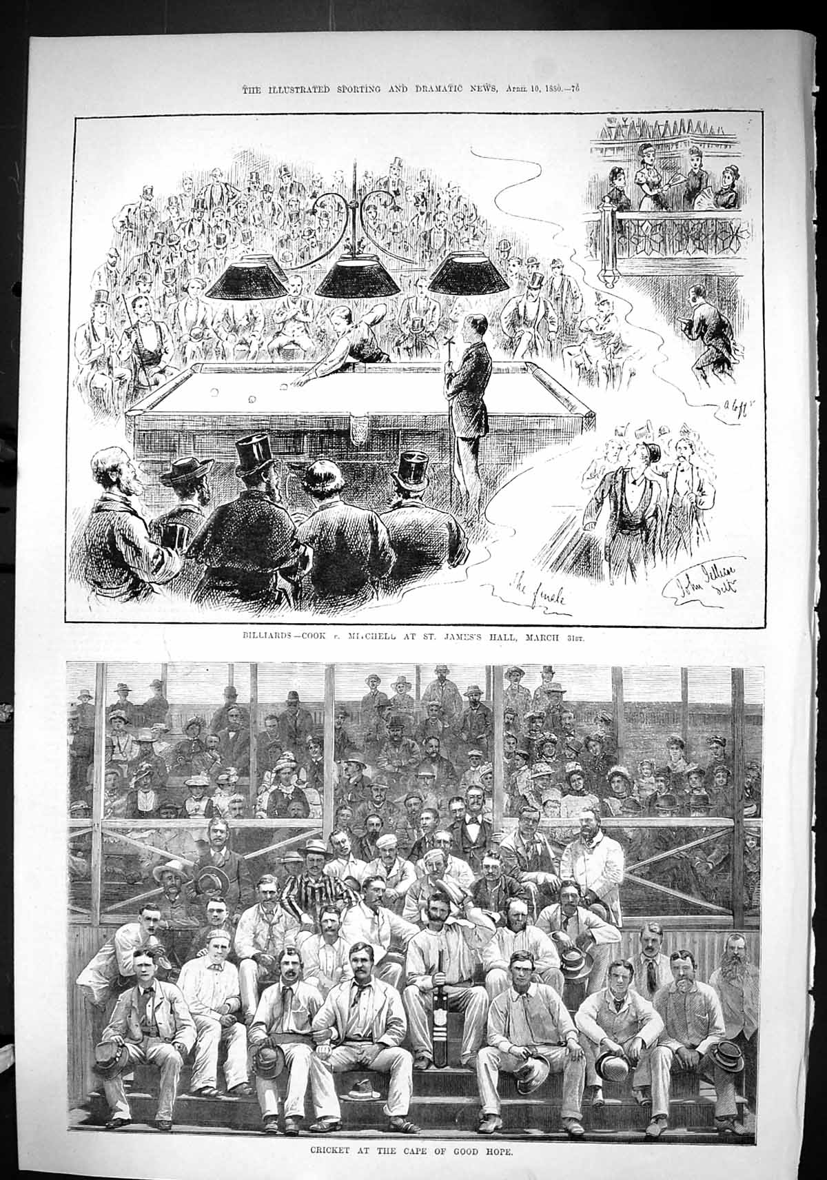 Old 1880 Sport Cricket Cape Good Hope Billiards Cook Mitchell St. Jam Victorian