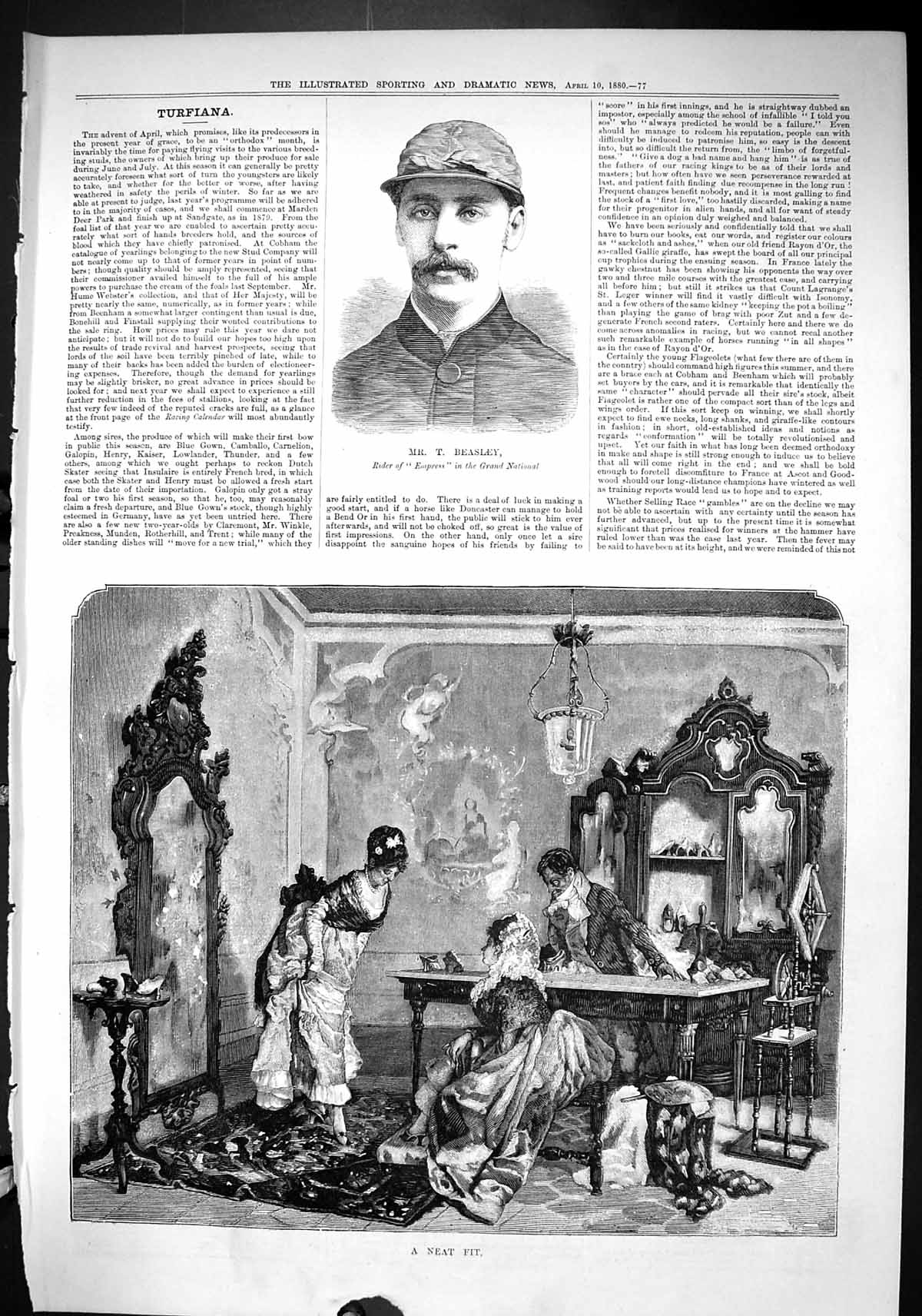 Old Sporting Dramatic News 1880 Beasley Grand National Jockey Ladies Victorian