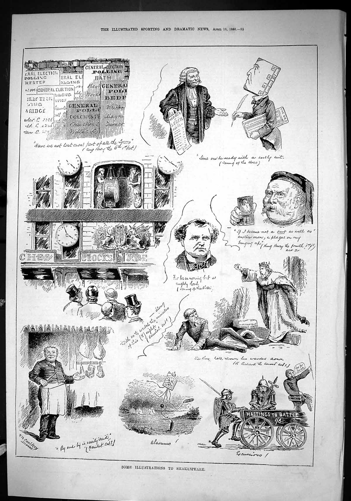 Old Sporting Dramatic News 1880 Shakespeare Illustrations Hastings Ba Victorian