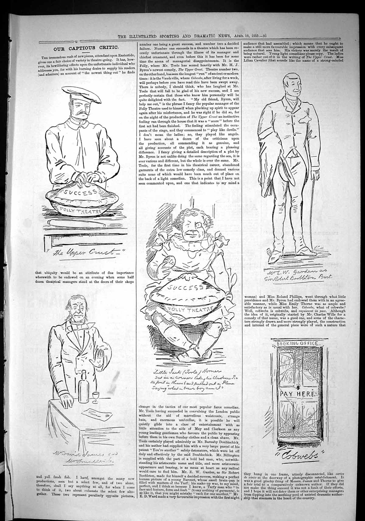 Old Sporting Dramatic News 1880 Captious Critic Theatre Jack Toole Ja Victorian