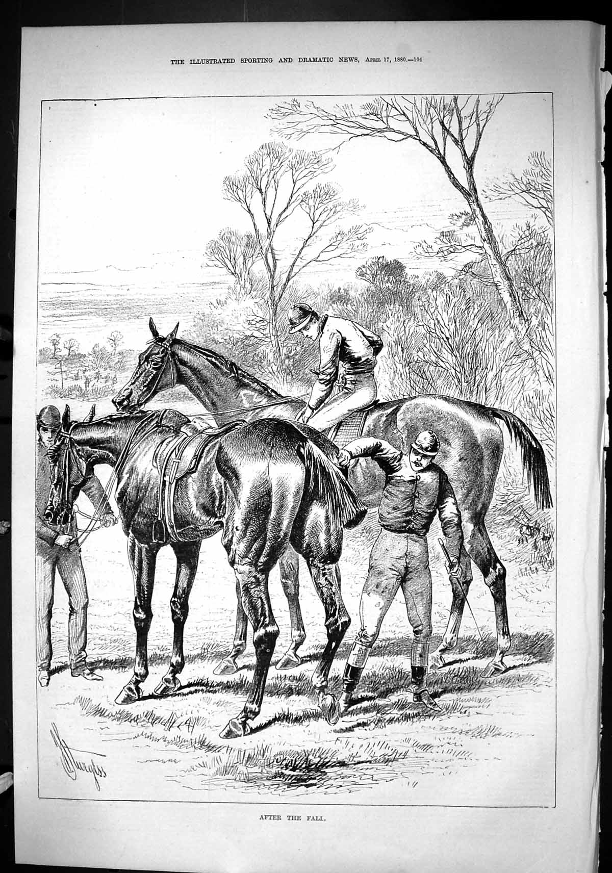 Old Sporting Dramatic News 1880 After The Fall Horse Racing Sport Joc Victorian