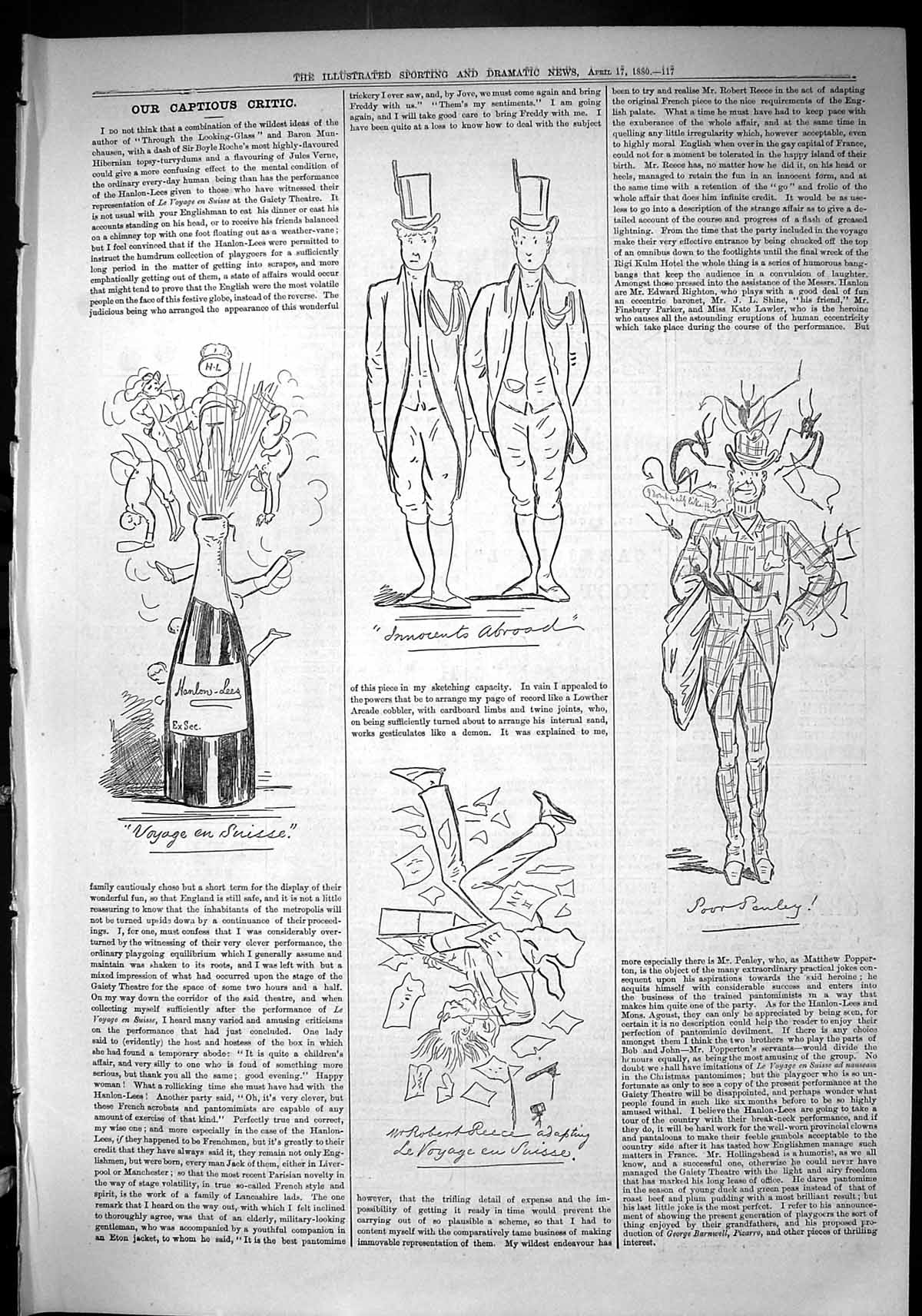 Old Sporting Dramatic News 1880 Captious Critic Theatre Robert Reece Victorian