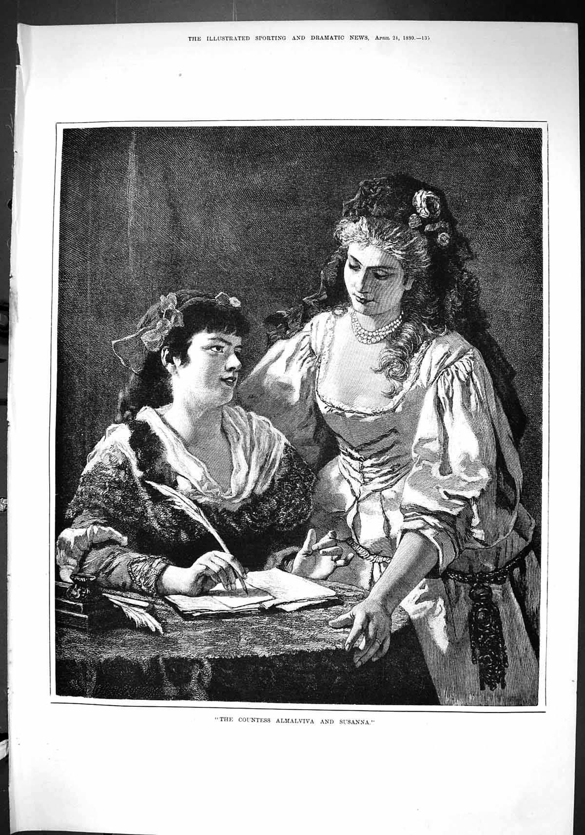 Antique Print Sporting Dramatic News 1880 Countess Almalviva Susanna Ladies