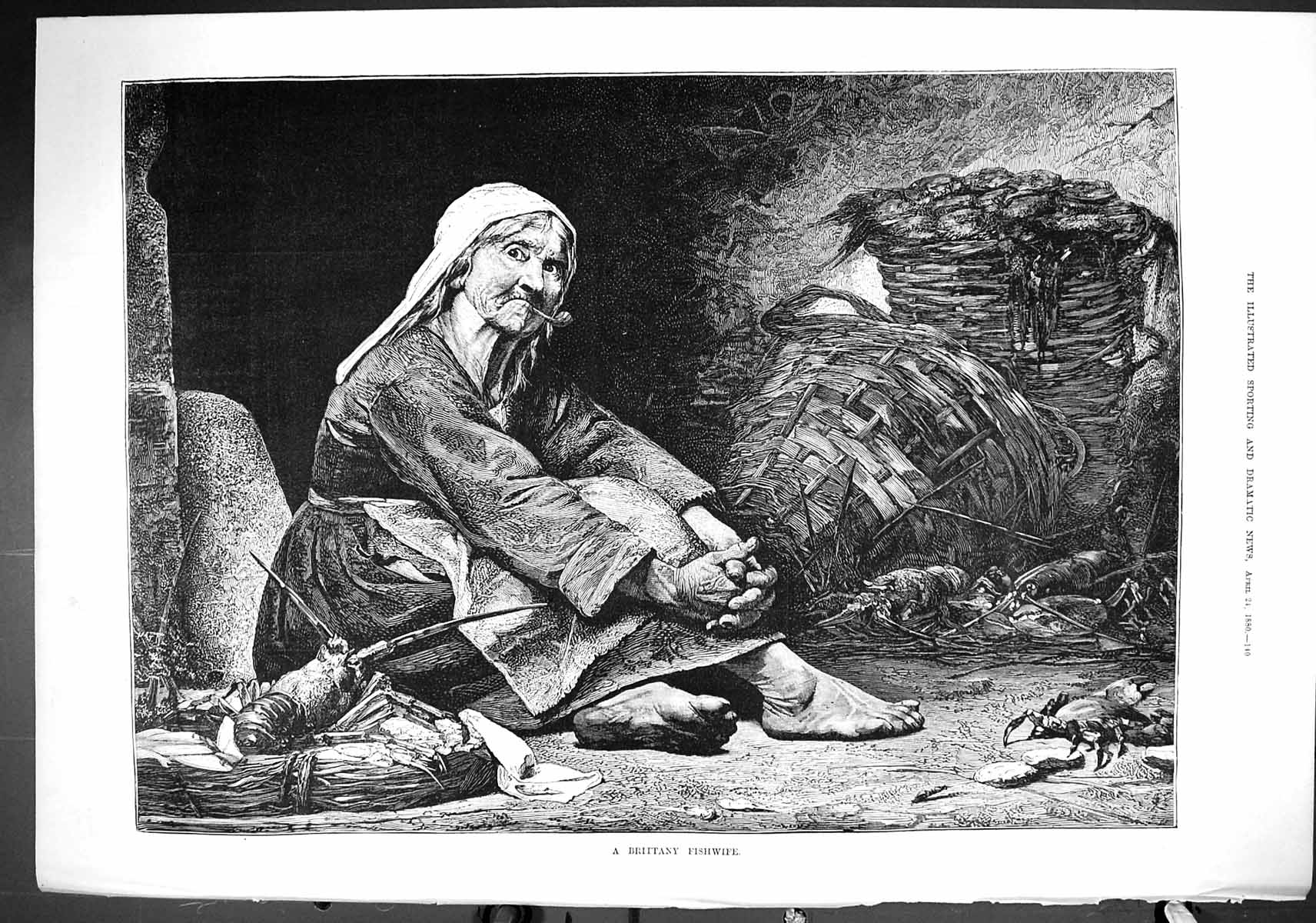 Antique Print Sporting Dramatic News 1880 Fine Art Brittany Fishwife Lady S