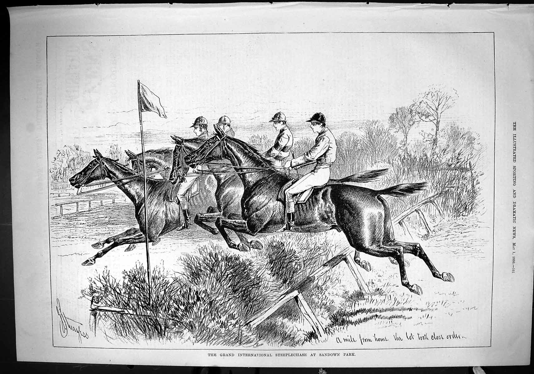 Old Sporting Dramatic News 1880 International Steeplechase Sandown Pa Victorian