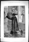 Old Sporting Dramatic News 1880 Fine Art Girl Street After Masquerade Victorian