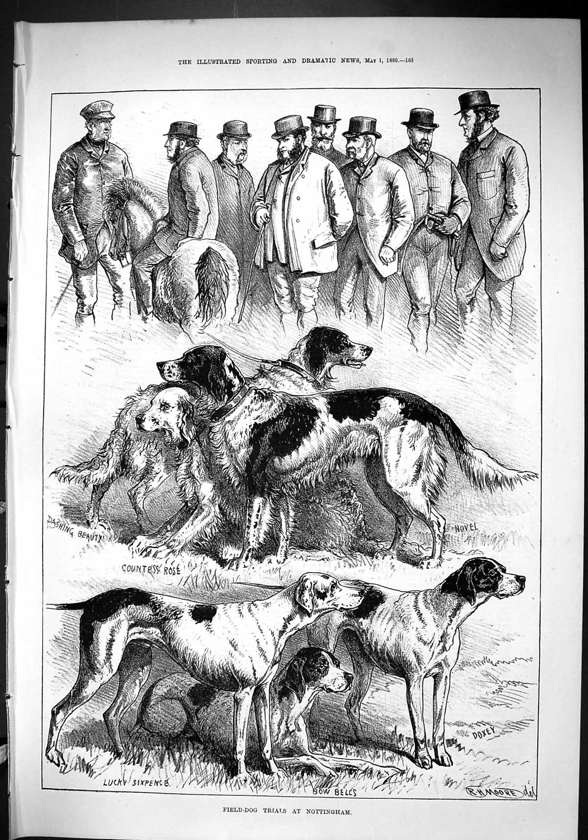 Old Sporting Dramatic News 1880 Field Dog Trials Nottingham Beauty Ro Victorian