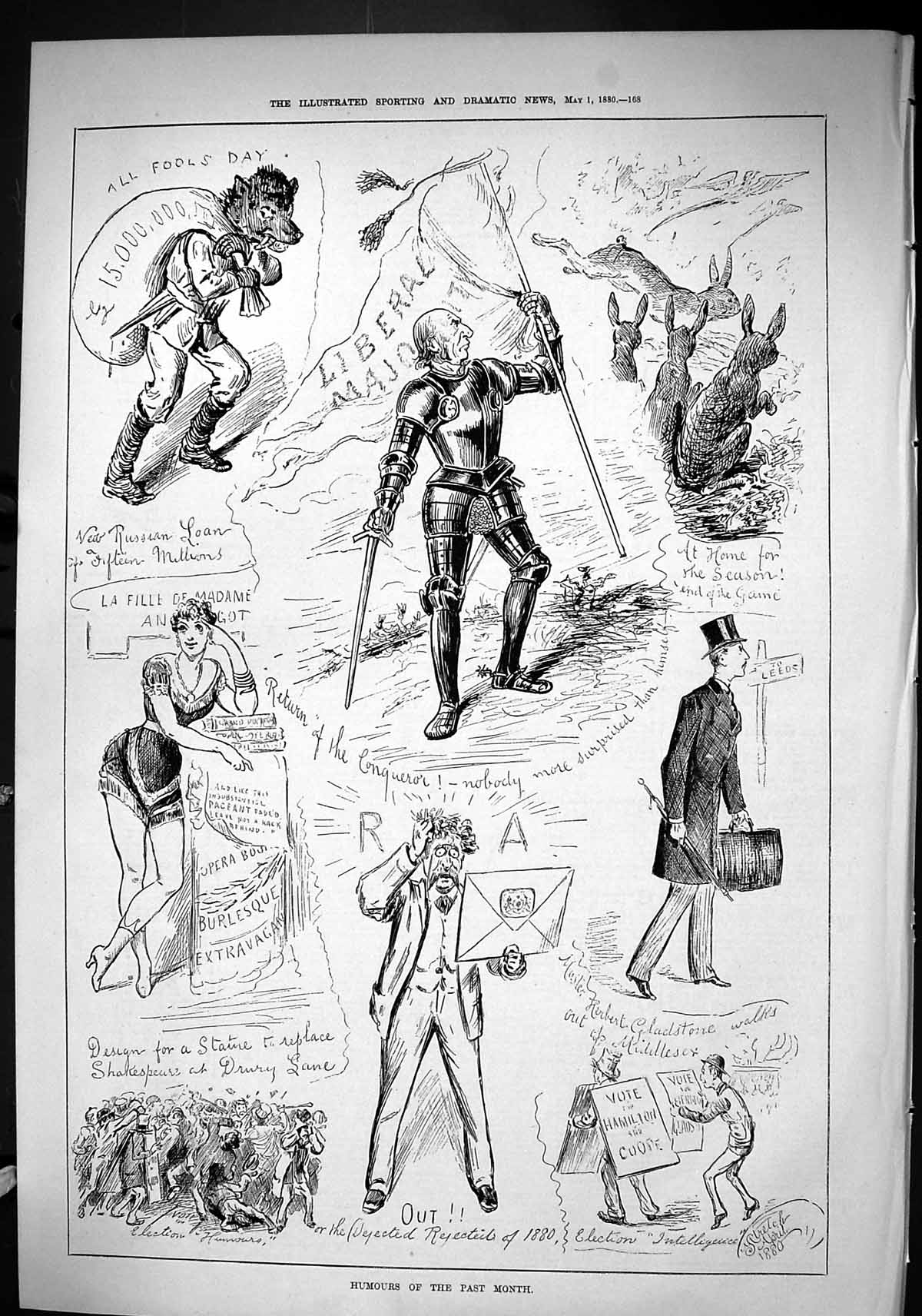 Old Sporting Dramatic News 1880 Comedy Sketches Liberal Major Burlesq Victorian