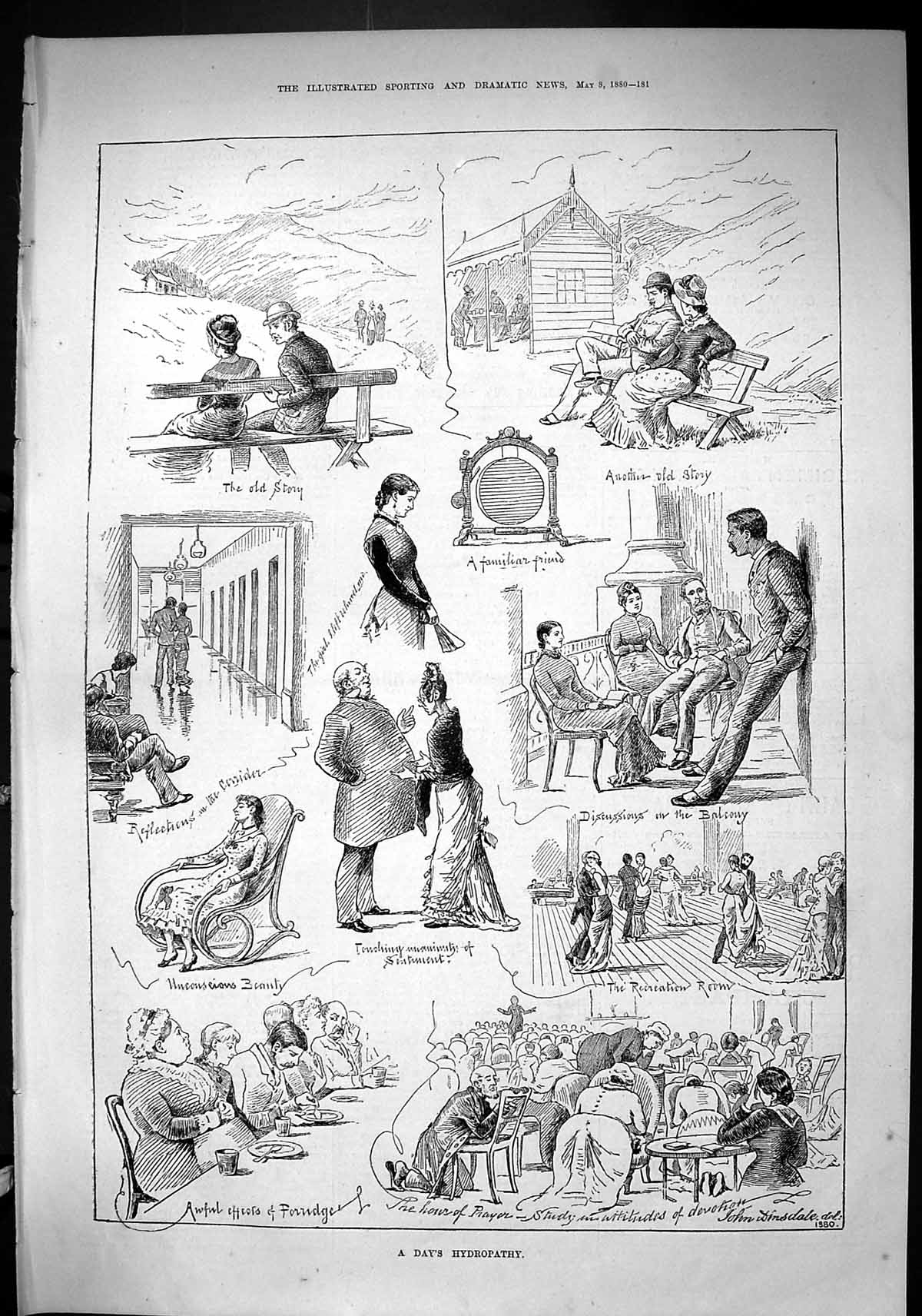 Old Sporting Dramatic News 1880 Day'S Hydropathy Beauty Recreation Ro Victorian
