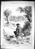 Old Sporting Dramatic News 1880 First Nibble Fishing River Fish Angli Victorian