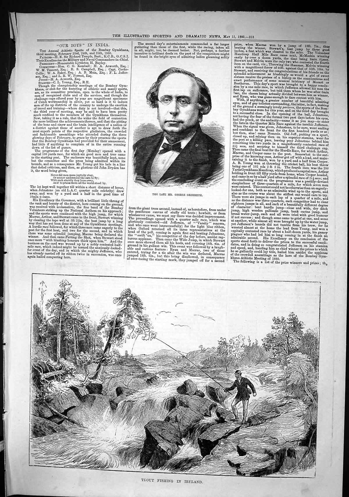 Old Sporting Dramatic News 1880 George Grossmith Trout Fishing Irelan Victorian