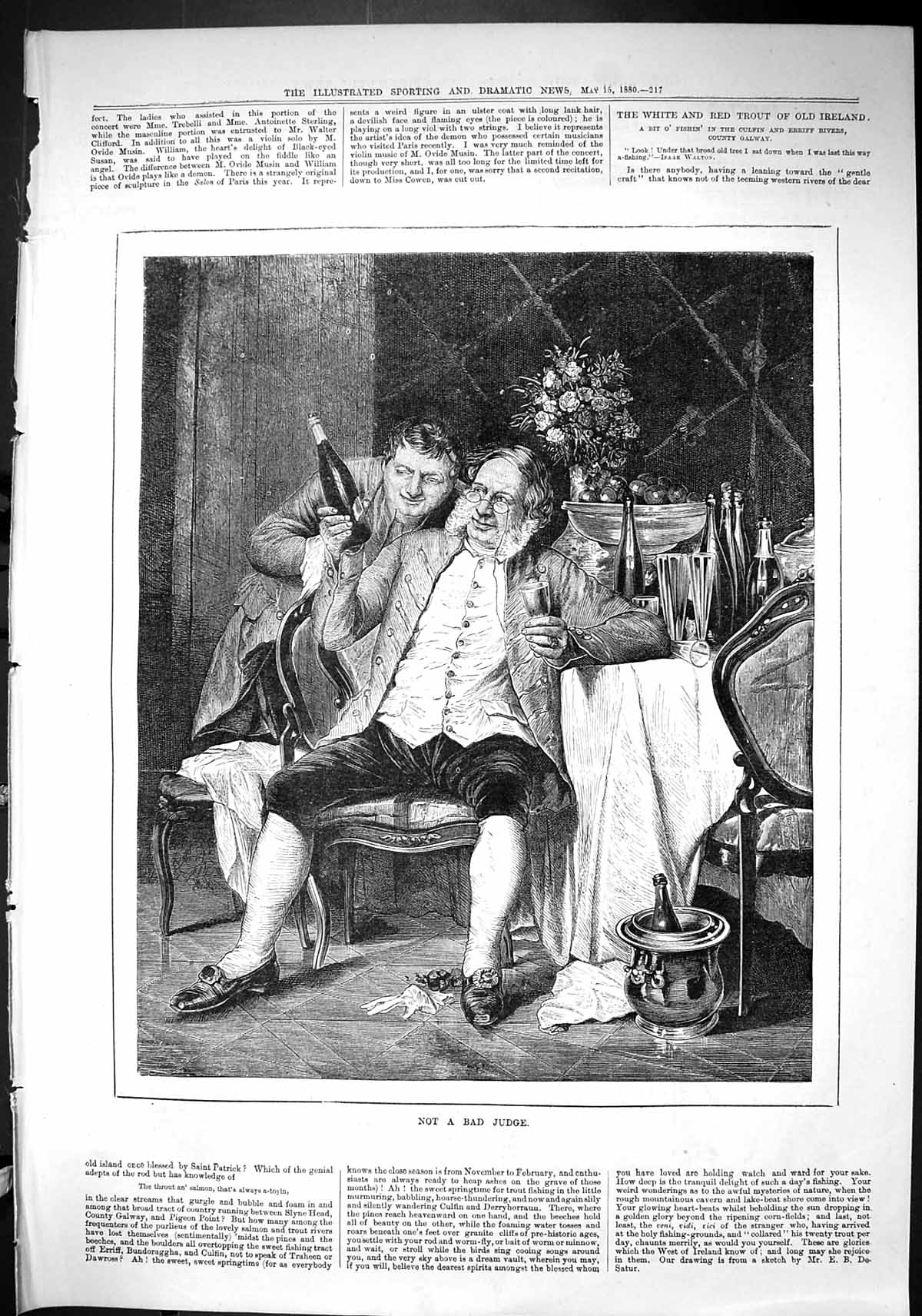 Old Sporting Dramatic News 1880 Fine Art Not Bad Judge Man Drinking B Victorian