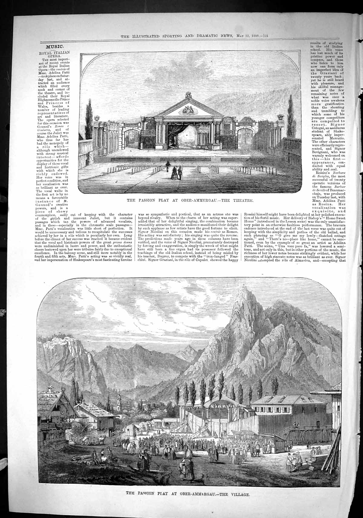 Old Sporting Dramatic News 1880 Passion Play Ober-Ammergau Theatre Vi Victorian