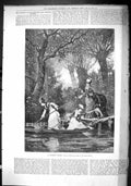 Old Antique Print Sporting Dramatic News 1880 Boating Party Ladies River 19th