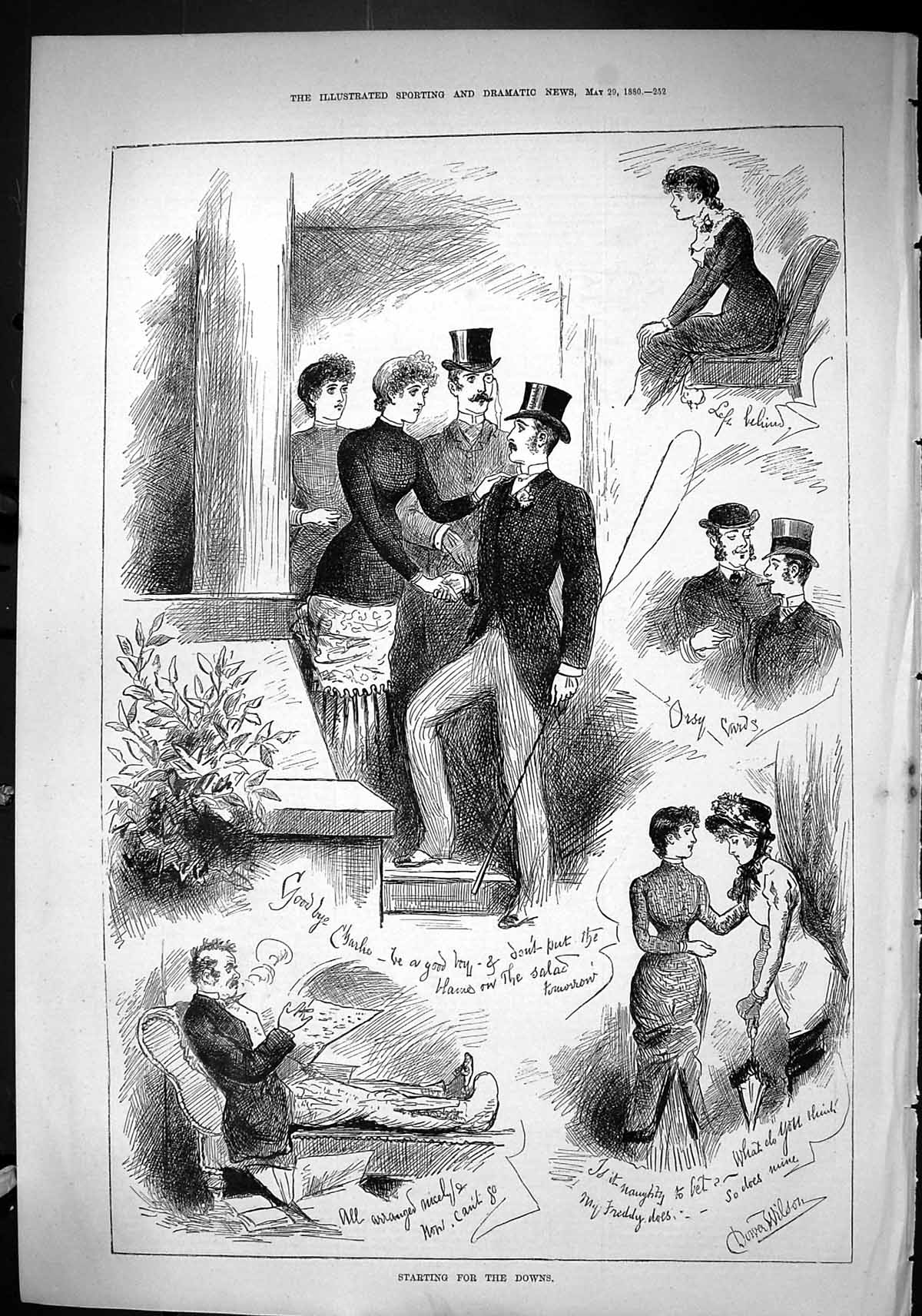 Old Sporting Dramatic News 1880 Starting For The Downs Charlie Men La Victorian