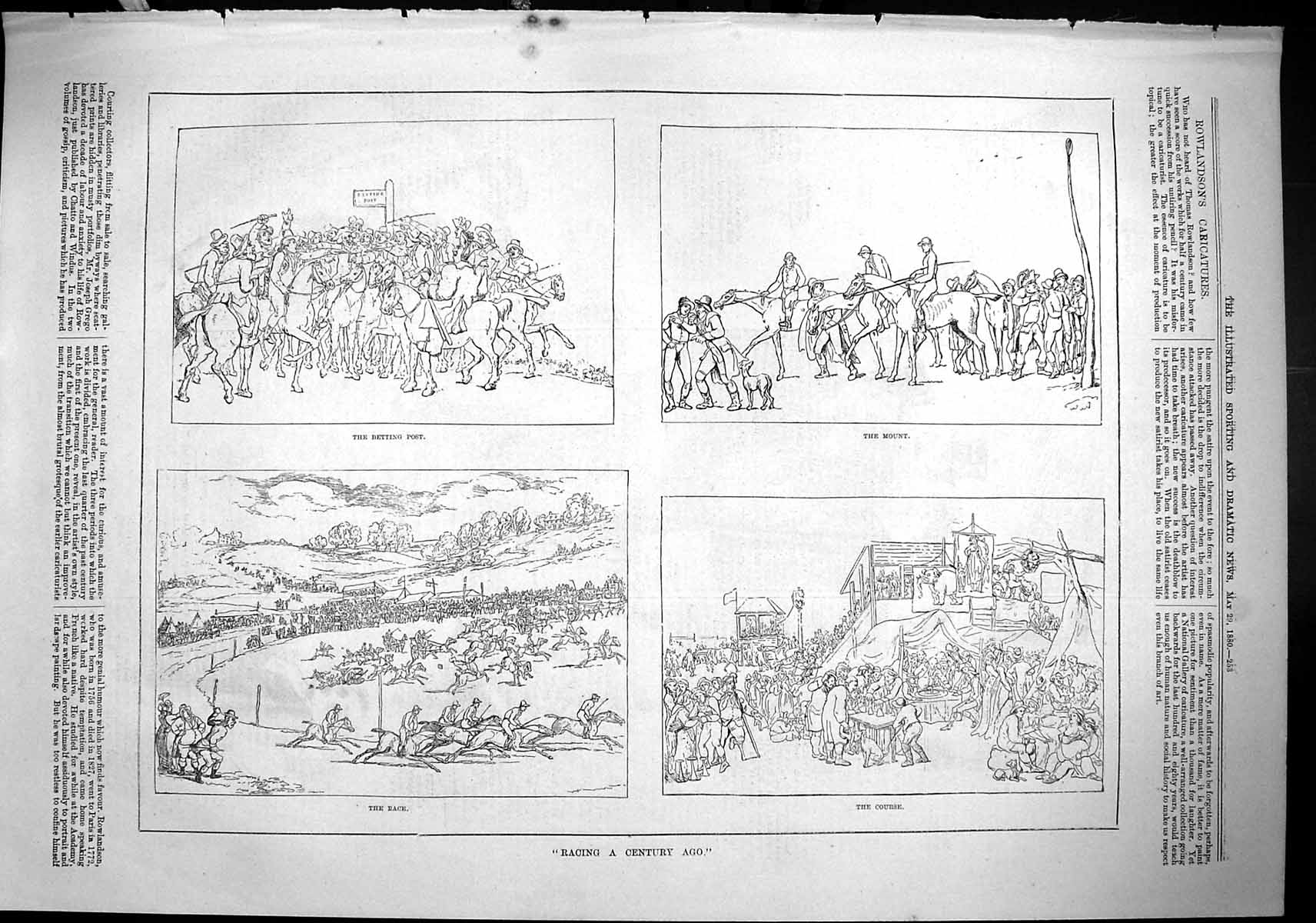 Old Sporting Dramatic News 1880 Horse Racing Century Ago Race Course Victorian