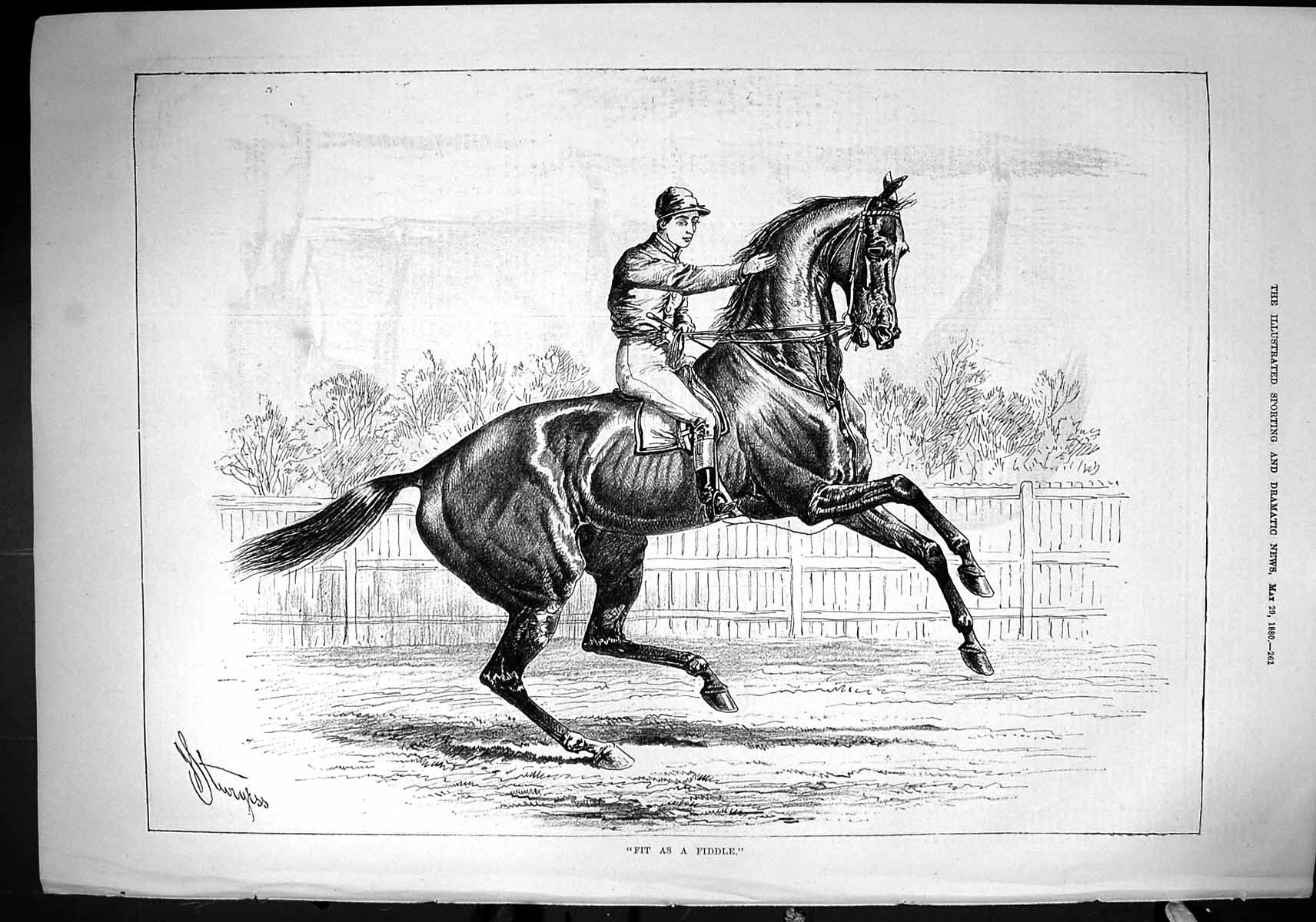 Old Sporting Dramatic News 1880 Horse Racing Jockey Fit Fiddle Sturge Victorian
