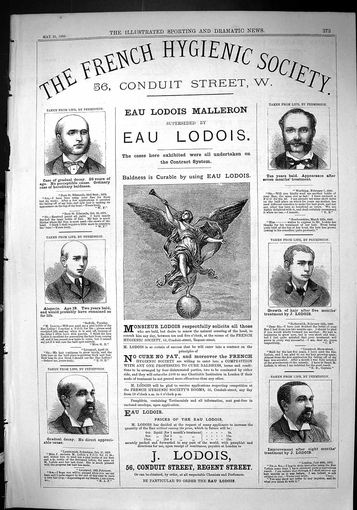 Old Sporting Dramatic News 1880 French Hygienic Society Eau Lodois Ba Victorian