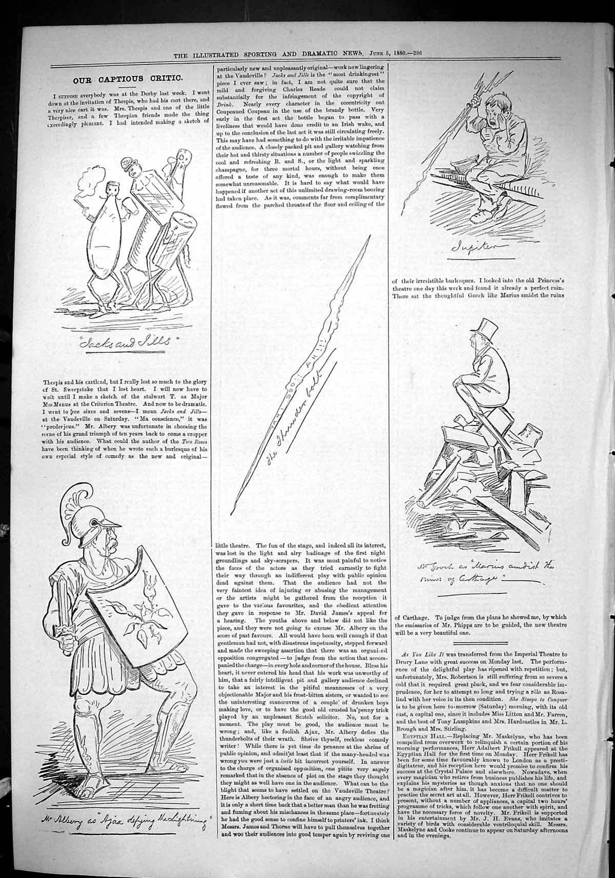 Old Sporting Dramatic News 1880 Captious Critic Jack Jills Albery Aja Victorian