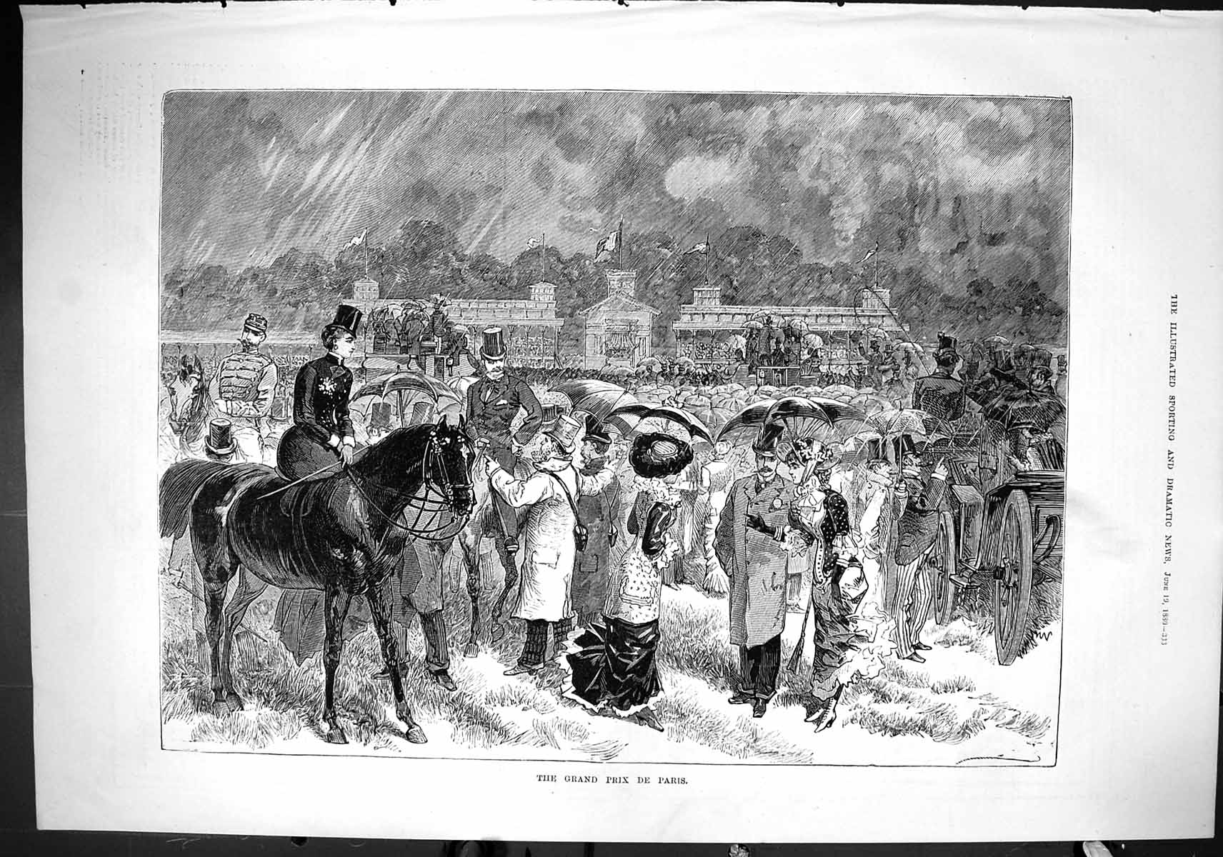Old Sporting Dramatic News 1880 Grand Prix De Paris Horses Racing Spo Victorian