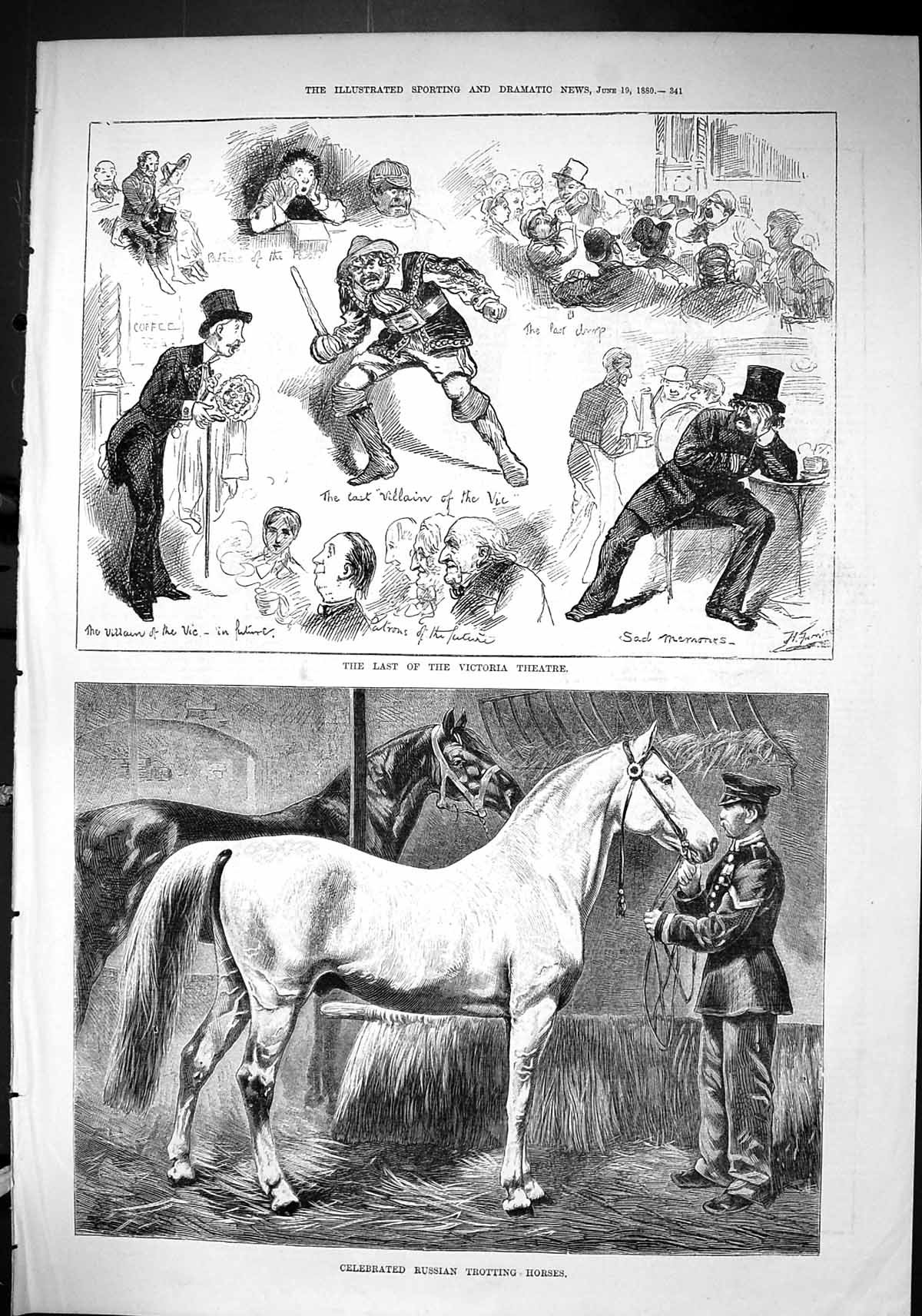 Old Sporting Dramatic News 1880 Victoria Theatre Russian Trotting Hor Victorian