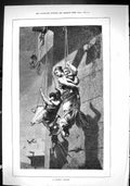 Old Sporting Dramatic News 1880 Perilous Descent Women Children Escap Victorian