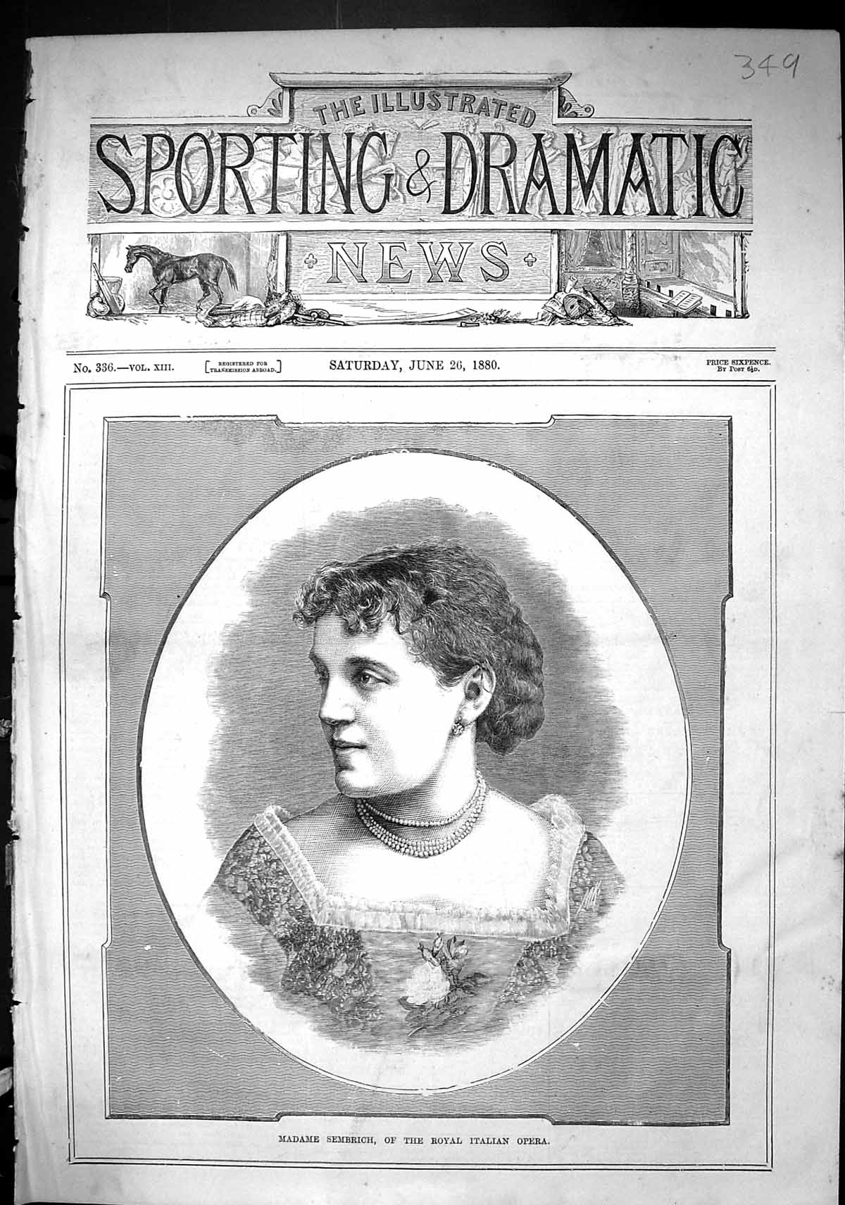 Old Sporting Dramatic News 1880 Madame Sembrich Royal Italian Opera S Victorian