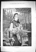 Antique Old Print Sporting Dramatic News 1880 Wounded Goat Lady Stream Bridge