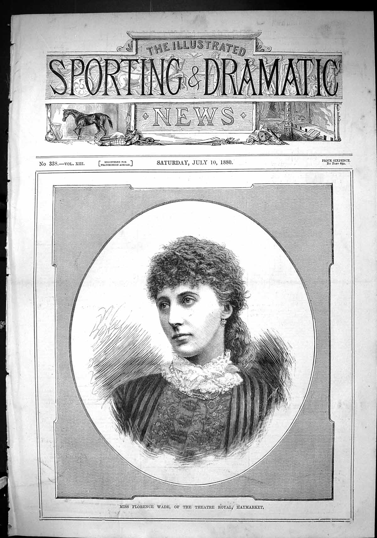 Old Sporting Dramatic News 1880 Miss Florence Wade Theatre Royal Haym Victorian