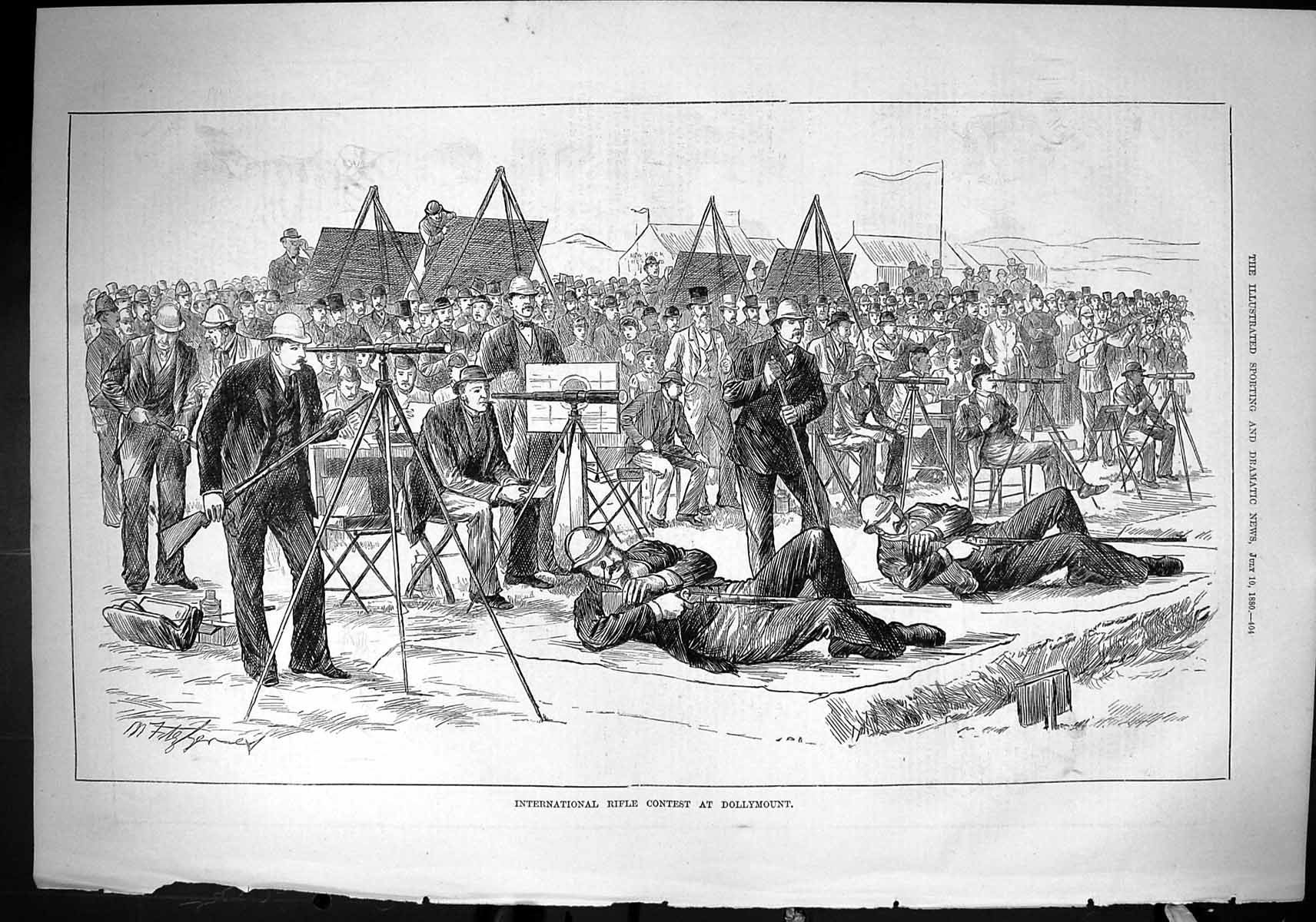 Old Sporting Dramatic News 1880 International Rifle Contest Dollymoun Victorian