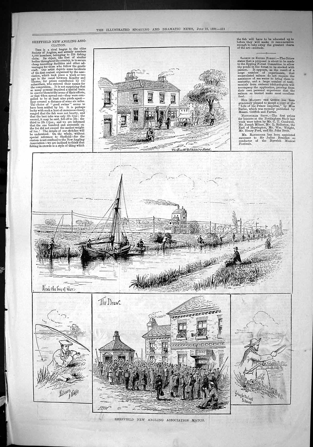 Old Sporting Dramatic News 1880 Sheffield Angling Match Fishing Yorks Victorian