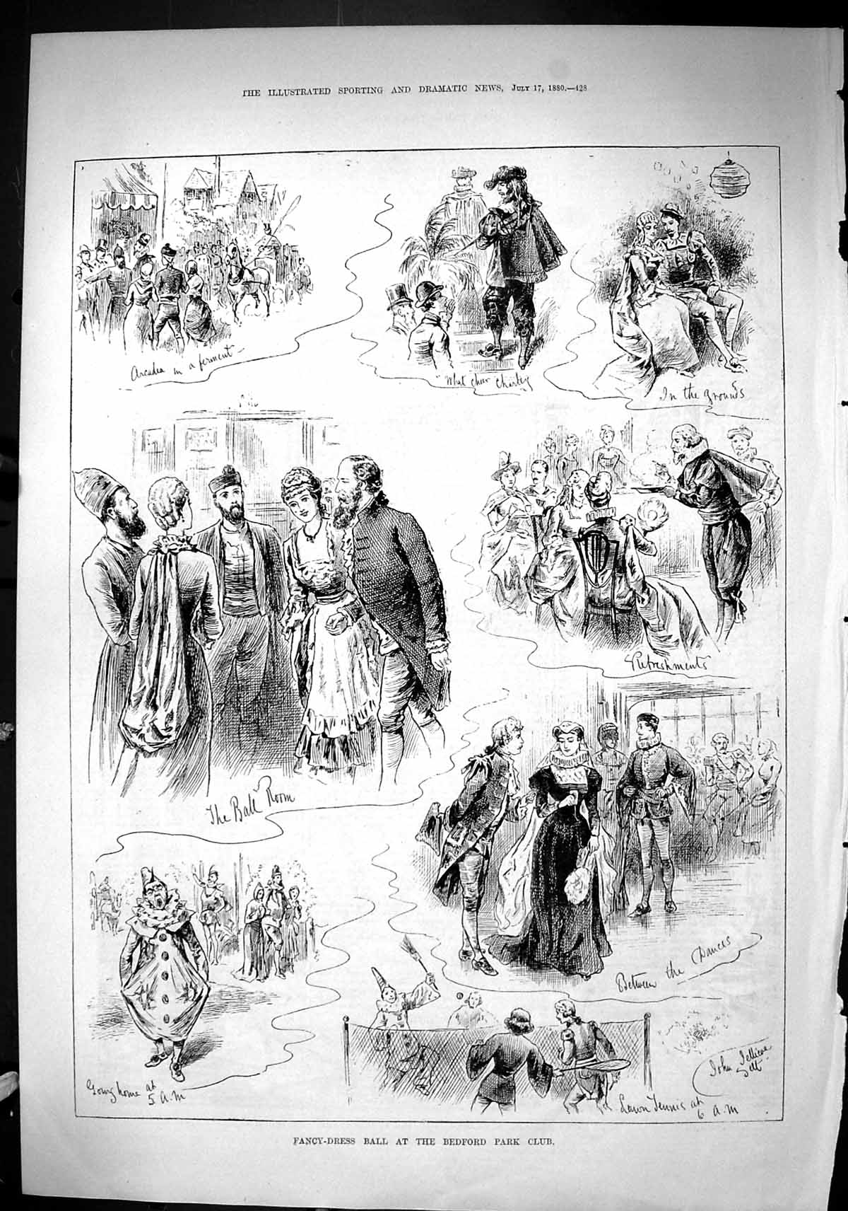Old Sporting Dramatic News 1880 Fancy Dress Ball Bedford Park Club Te Victorian