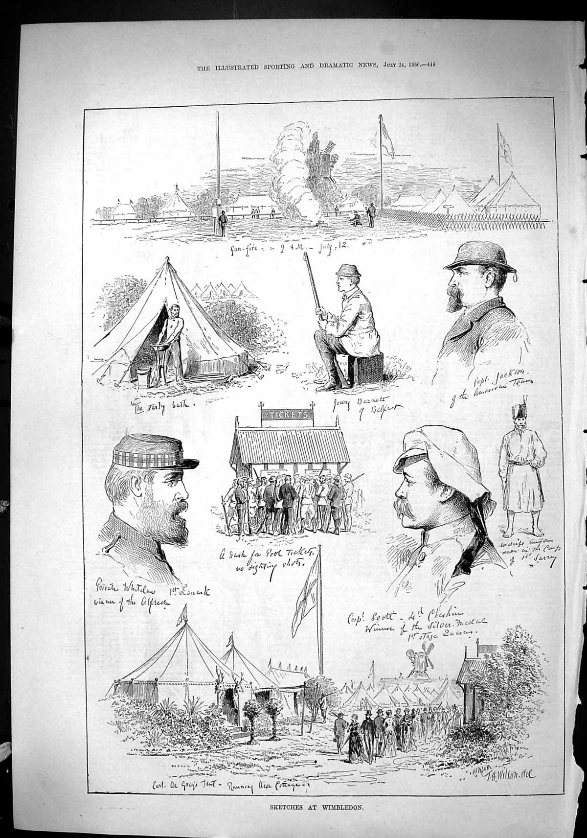 Old Sporting Dramatic News 1880 Wimbledon Rifle Shooting Whitelaw Sco Victorian